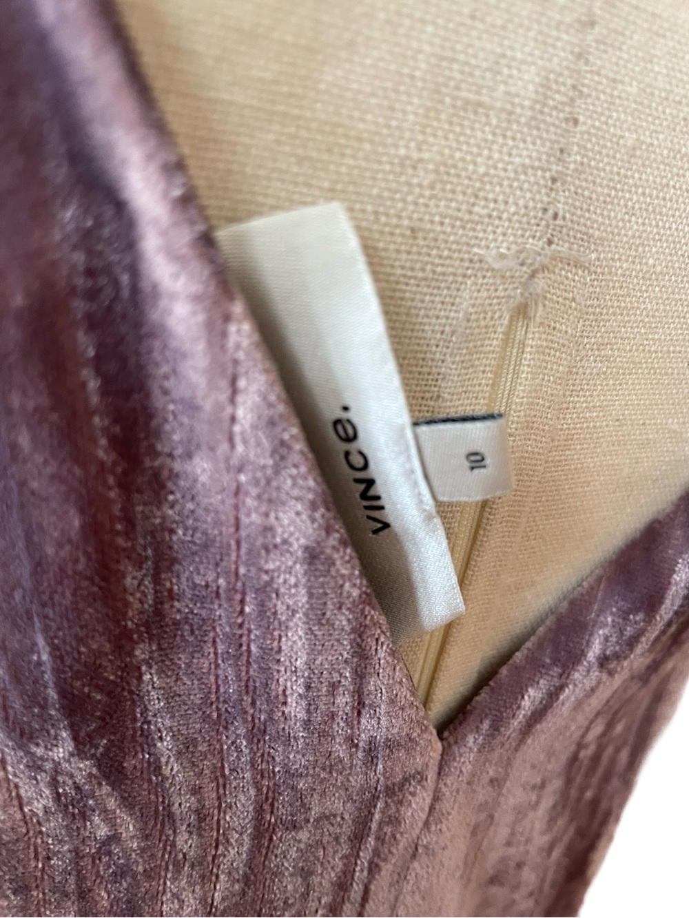 VINCE Pintuck Paneled V-Neck Dress New With Tags Mauve Velvet - Picture 7 of 14